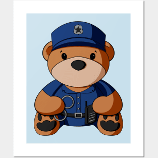 Blue Uniform Police Teddy Bear Posters and Art